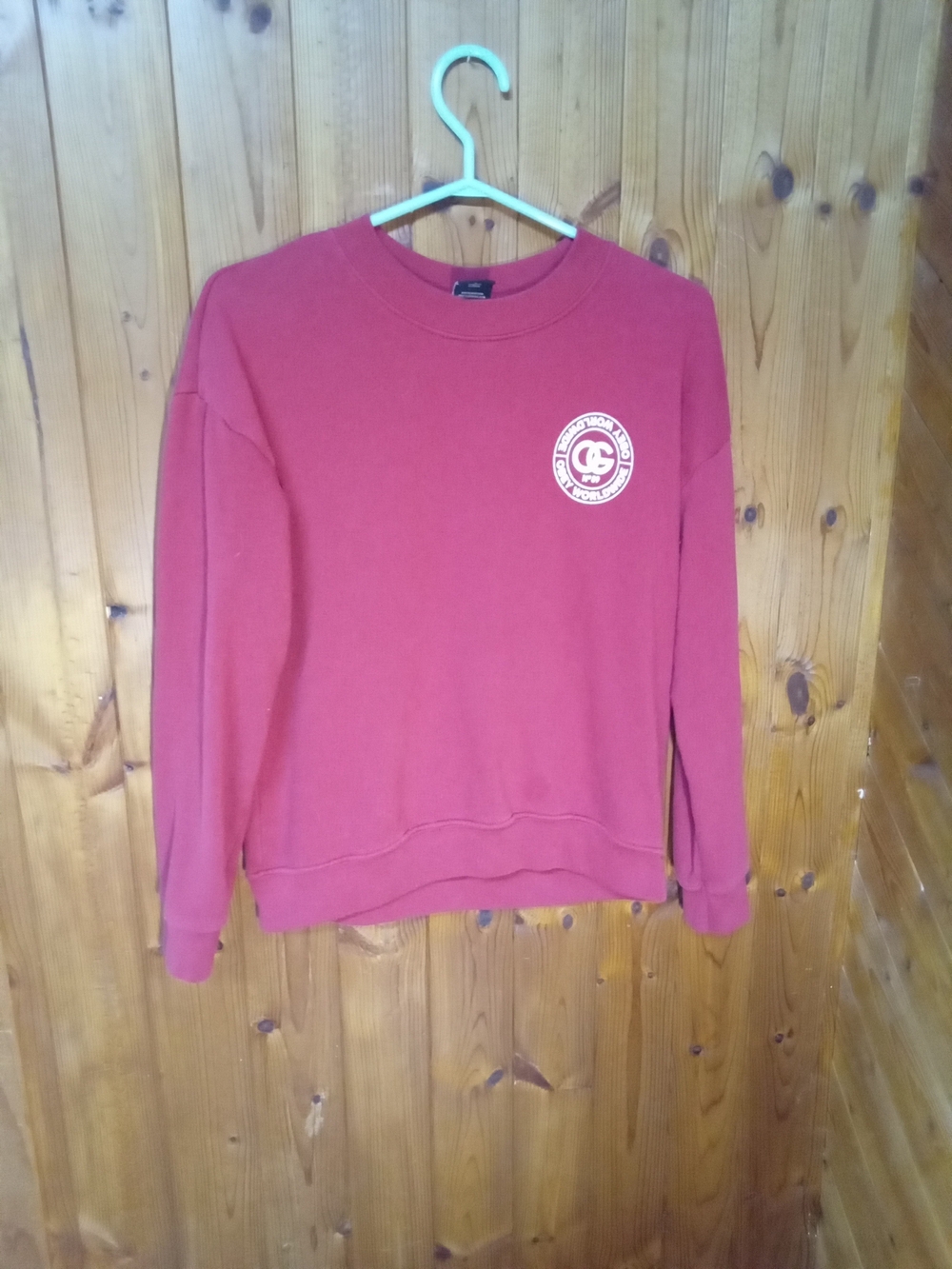 Obey Maroon Crewneck Sweatshirt with Chest Emblem